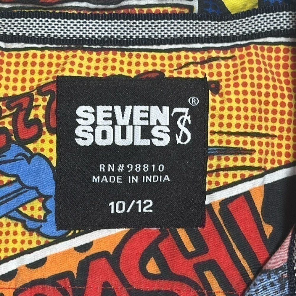 SEVEN SOULS Little Boys Comic Short Sleeve Shirt Size 10/12 NC0016 - Picture 2 of 2